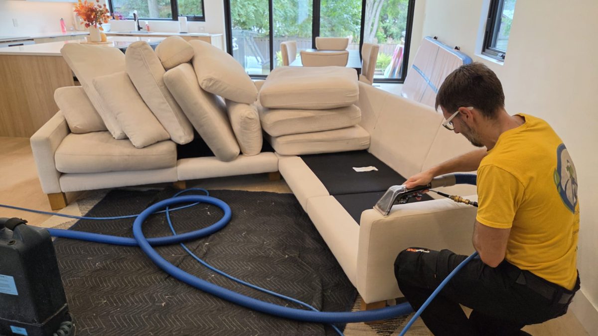 Upholstery cleaning of one of the sectionals in Oakville