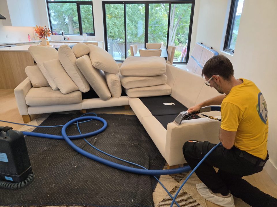 Upholstery cleaning of one of the sectionals in Oakville