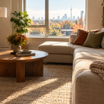 A bright, cozy Toronto living room in mid-autumn after Fall Carpet Cleaning Toronto