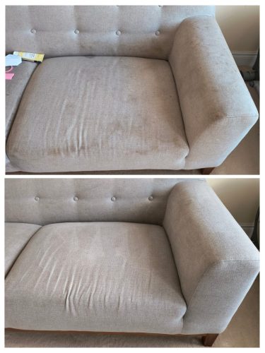 Before and after professional sofa cleaning
