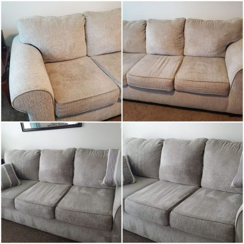 Before and after sofa cleaning